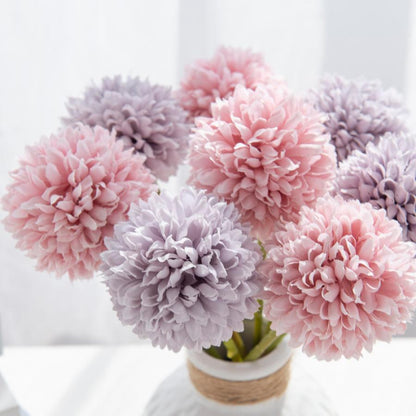 5Pcs Silk Ball Chrysanthemum Artificial Flowers (Multi Colors)