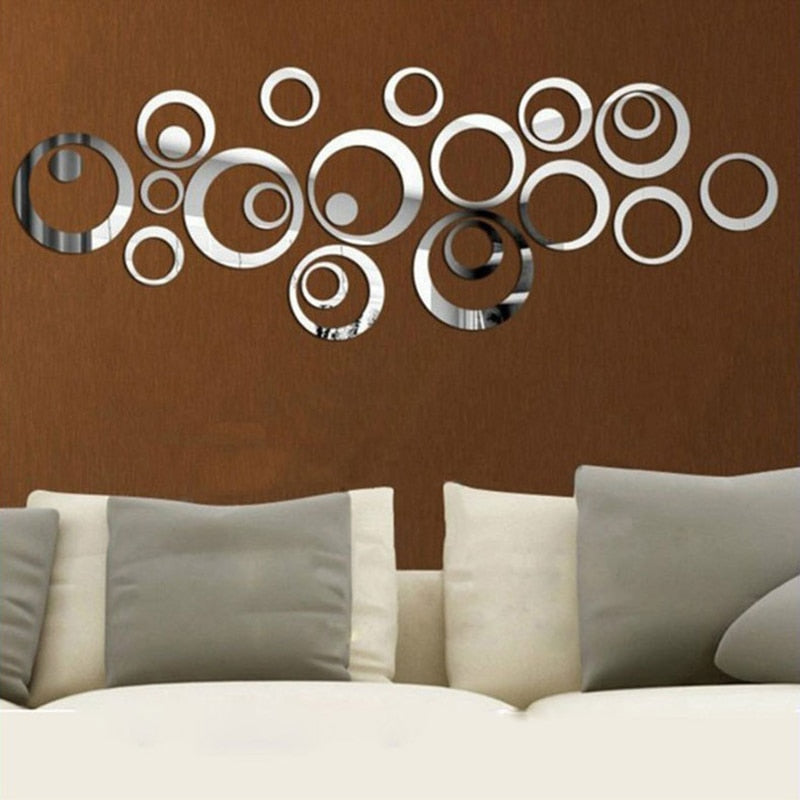 5pcs 3d Mirror Acrylic Circle Decorative Stickers