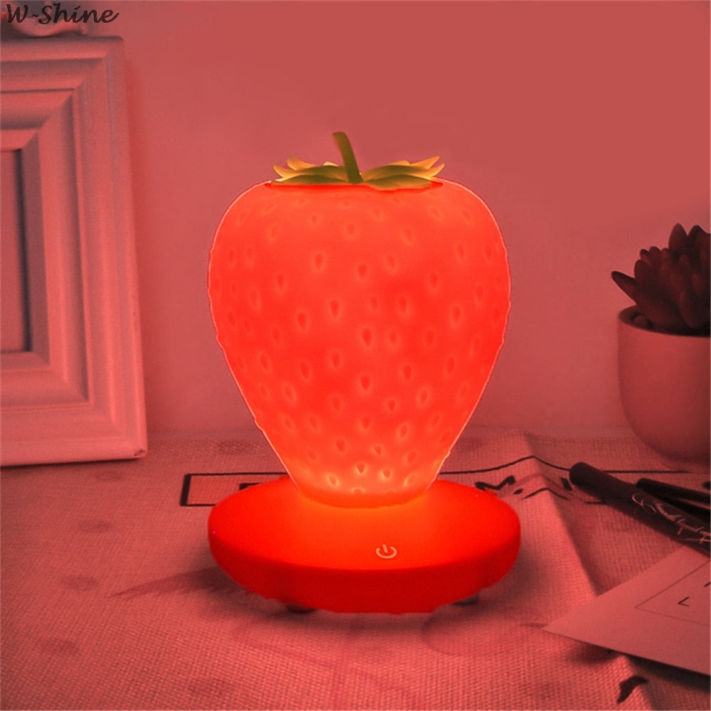 Touch Dimmable LED Light Silicone Strawberry  USB Lamp (Multi Colors)