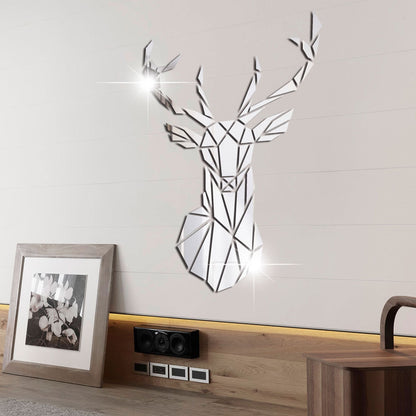 3D Deer Head Mirror Wall Sticker DIY Multiple Sizes Acrylic Mirror Stickers Mural Living Room Bedroom Kids Home Decoration