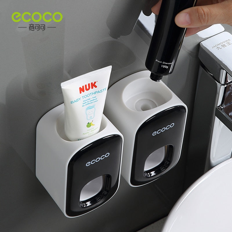 ECOCO Wall Mount Automatic Toothpaste Dispenser Bathroom Accessories Set