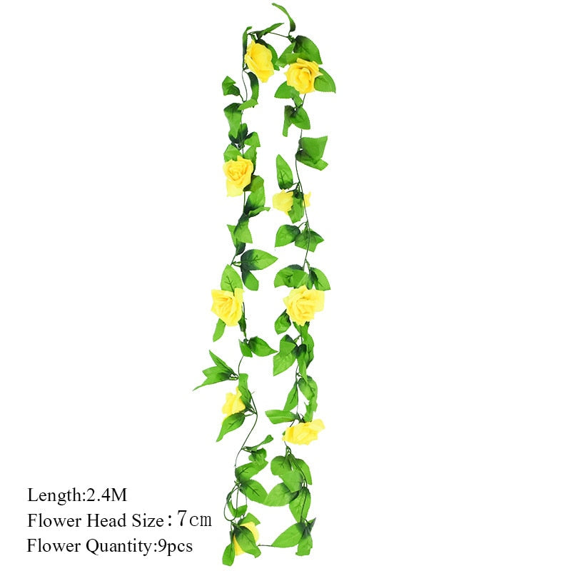 2.3m Flower Garland Artificial Flower String With Leaves Silk Ivy Vine