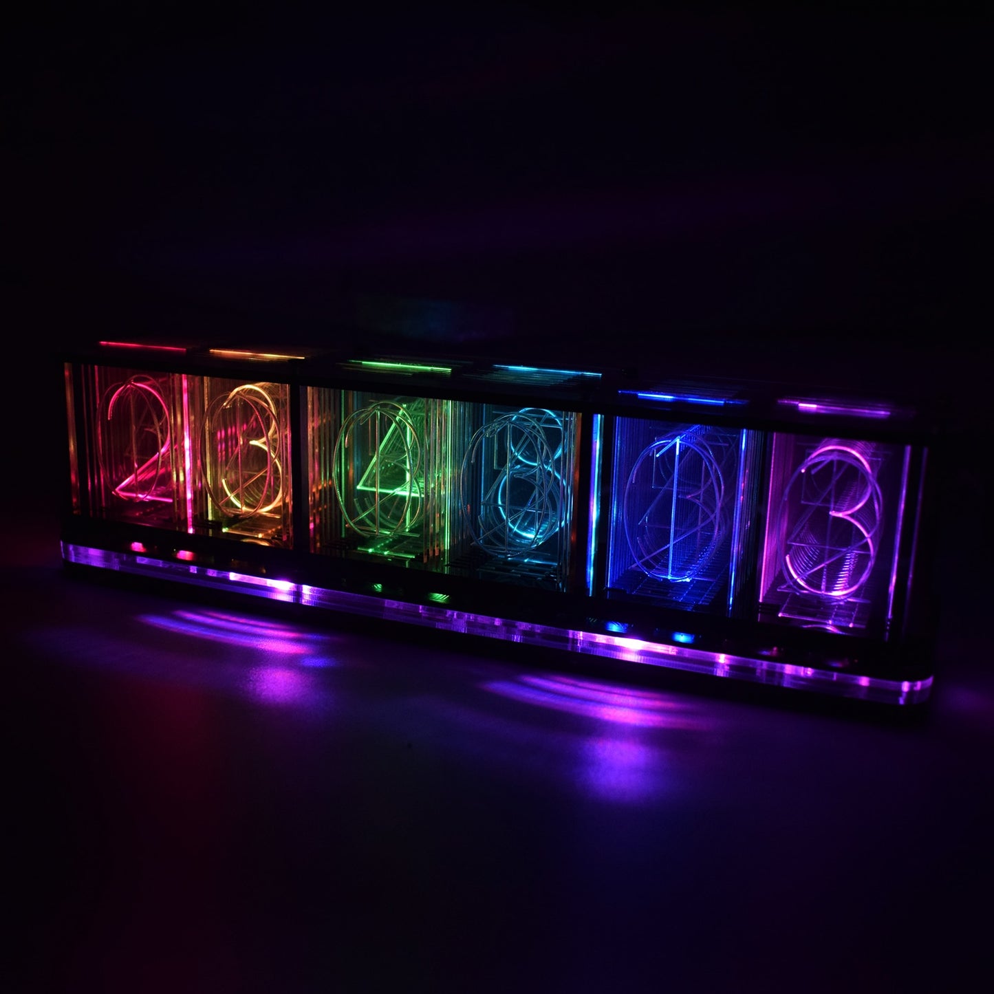 DIY Full-Color RGB Glow Tube Clock Kit  With LED Music Spectrum Function