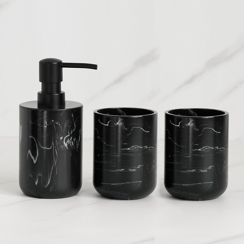 Black Bathroom Accessory Resin Set