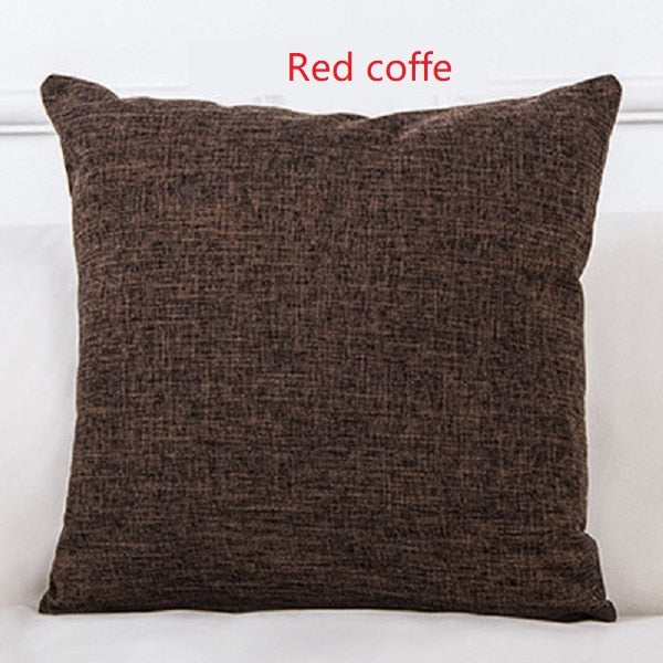 Solid Linen Sofa Waist Cushion Pillowcase (Multi Colors)