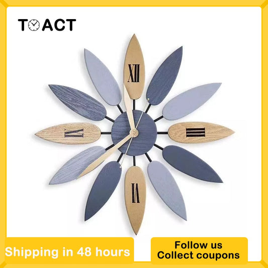 Large Iron/Wood Art Wall Clocks Retro Nordic (Multi Colors)