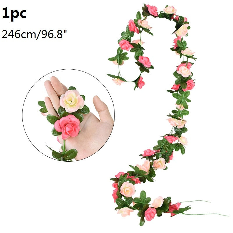 Wisteria Artificial Flower Vine Ivy Leaf Garland Silk Rose Flowers Rattan String Vine Arch Flower Home Garden Decoration