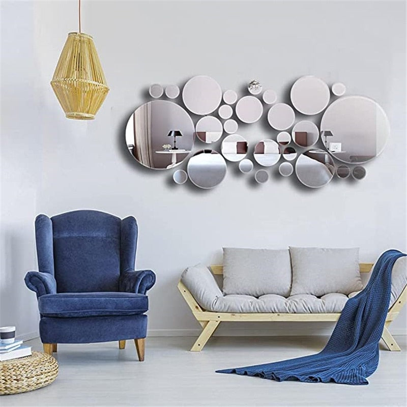 3D Mirror Wall Sticker Love Round Acrylic Wall Sticker DIY