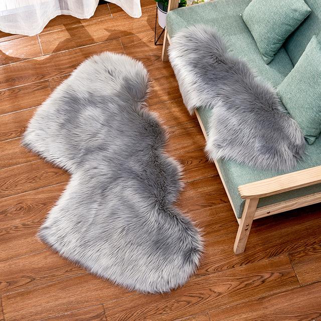 Double Heart Artificial Wool Sheepskin Floor Area Rug (Multi Colors)