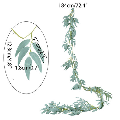 Green Eucalyptus Leaves Garland Wisteria Artificial Flowers Rattan Fake Plant Silk Leaf Vines Decor