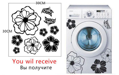 High Quality Creative Refrigerator Black Sticker Butterfly Pattern Wall Stickers Home Decoration Kitchen Wall Art Mural Decor