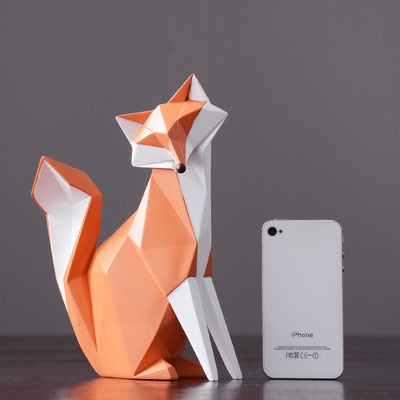 ERMAKOVA Nordic Modern Abstract Geometric Orange Fox Figurine Statue