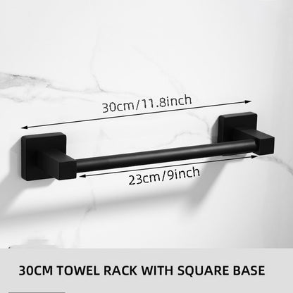 Bathroom Black Towel Rack Wall-mounted Black Toilet Space Aluminum Towel BarStorage Rail Shelf Bathroom Accessories