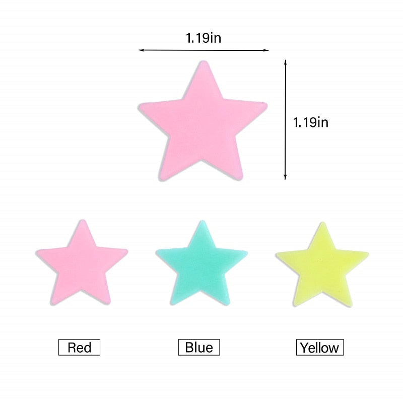 50Pcs Luminous 3D Stars Glow In The Dark Wall Stickers For Kids Baby Rooms Bedroom Ceiling Home Decor Fluorescent Star Stickers