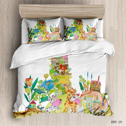 Watercolor Cartoon Series Bedding Set Quilt Cover & Pillow Case