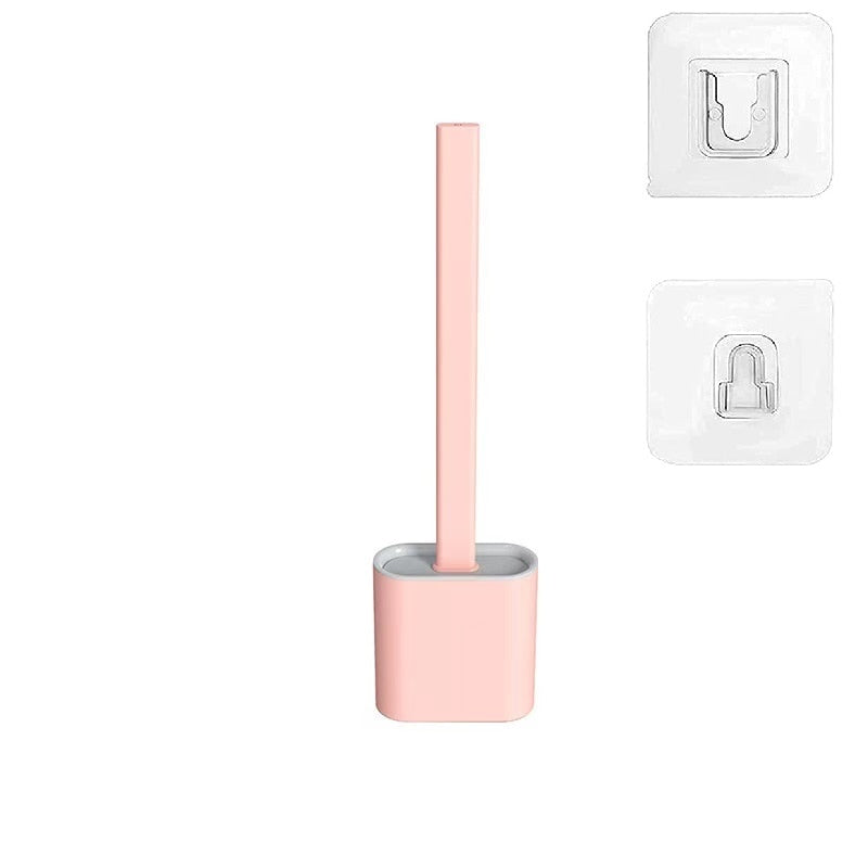 Wall-Mounted Silicone Toilet Brush and Holder Set for Bathroom