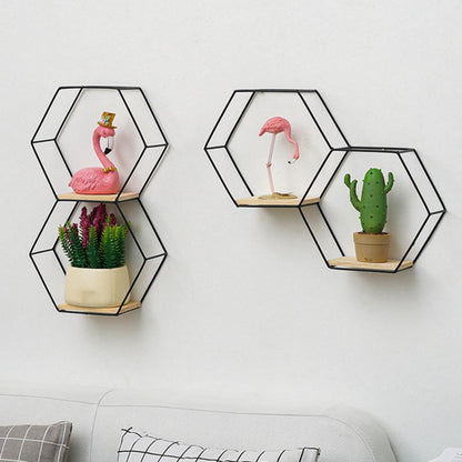 Wall Shelf Floating Shelves Wall Mounted Hexagon Storage Holder