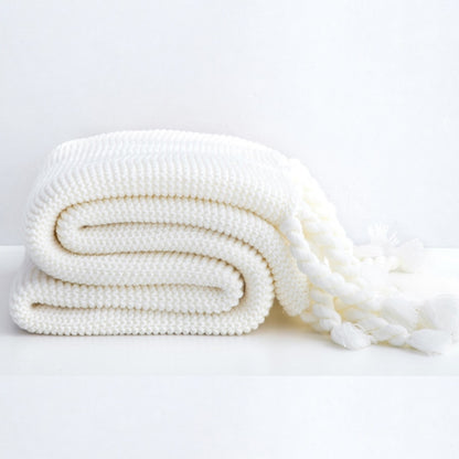 REGINA Luxury Hand Knitted Blanket Throw With Tassels