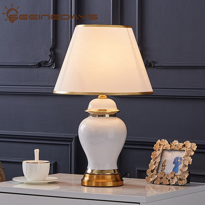 American Style Luxury Modern White Ceramic Table Lamp (Multi Colors)