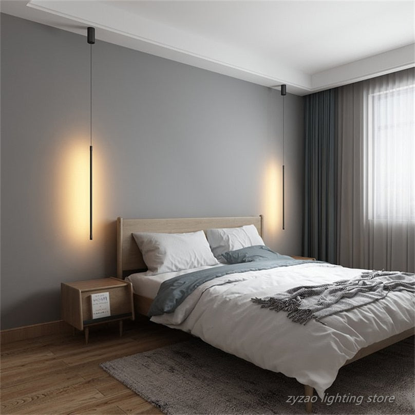 Modern Bedroom Bedside Led Pendant Lights Living Room TV Wall Decor LED Pendant Lamps Geometry Line Strip Hanging Light Fixtures (Multi Lightings)