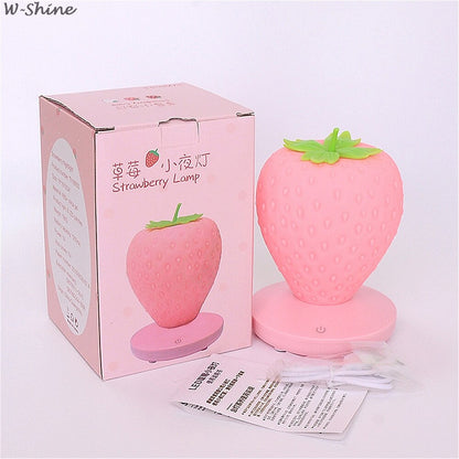 Touch Dimmable LED Light Silicone Strawberry  USB Lamp (Multi Colors)