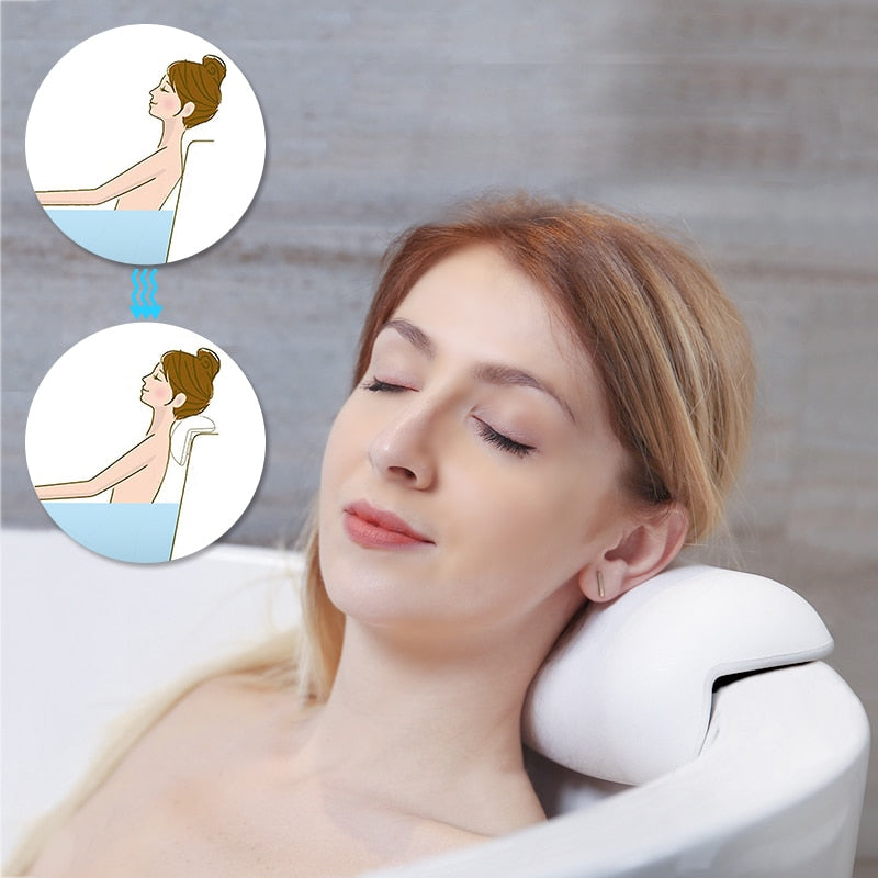 SPA Bath Pillow,Non-slip Bathtub Headrest Soft with Suction Cups Easy To Clean