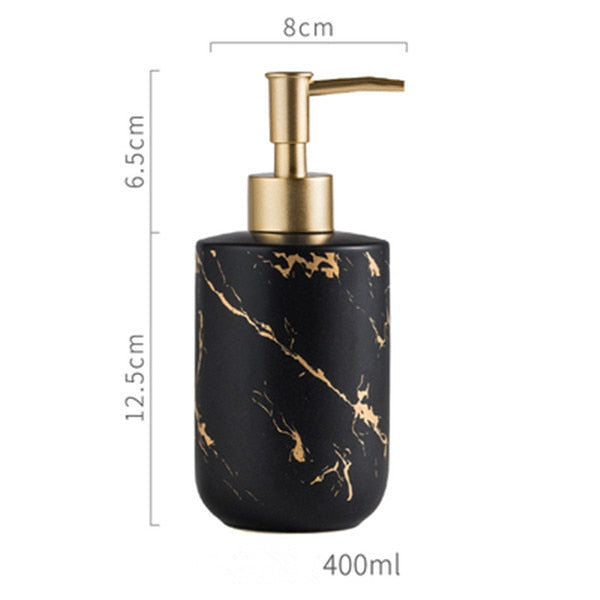 Luxury Ceramic Marble Soap Dispenser Set