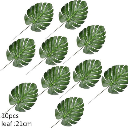 5/10pcs Artificial Gold Green Turtle Leaf Scattered Tail Leaf Fake Silk Plant Home Decor Palm Leaves