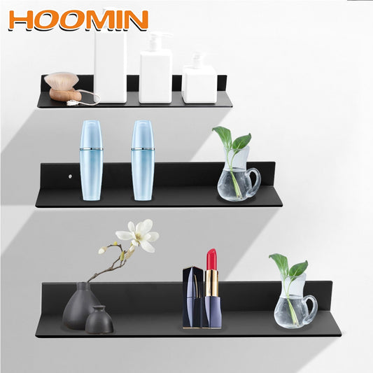 HOOMIN 30-60cm Bathroom Shelves Kitchen Wall Shelf Storage Rack Bathroom Accessories