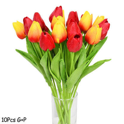 10PCS Tulip Artificial Flower Real Touch Artificial Bouquet PE Fake Flower