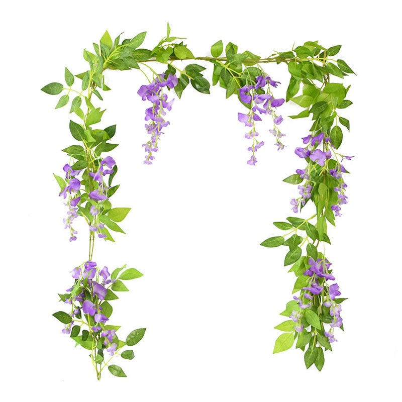 180cm Fake Ivy Wisteria Flowers Artificial Plant Vine Garland