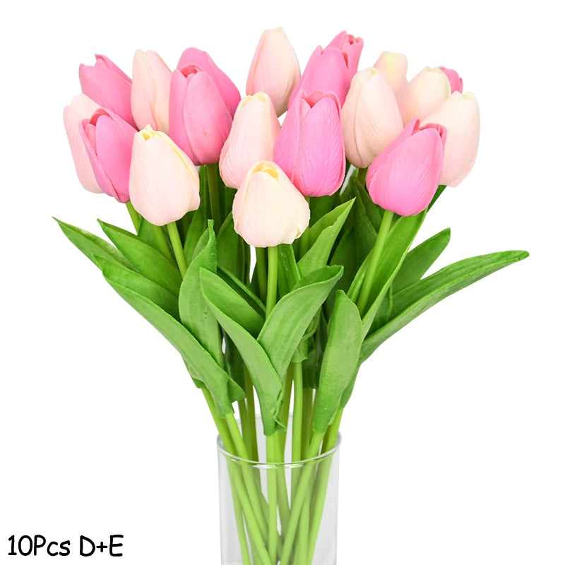 10PCS Tulip Artificial Flower Real Touch Artificial Bouquet PE Fake Flower