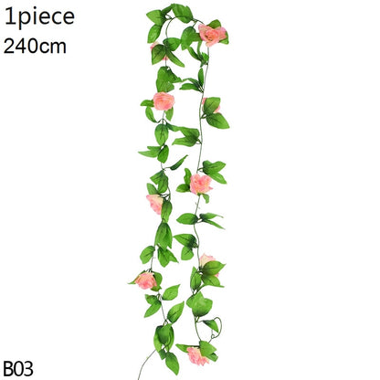 Wisteria Artificial Flower Vine Ivy Leaf Garland Silk Rose Flowers Rattan String Vine Arch Flower Home Garden Decoration