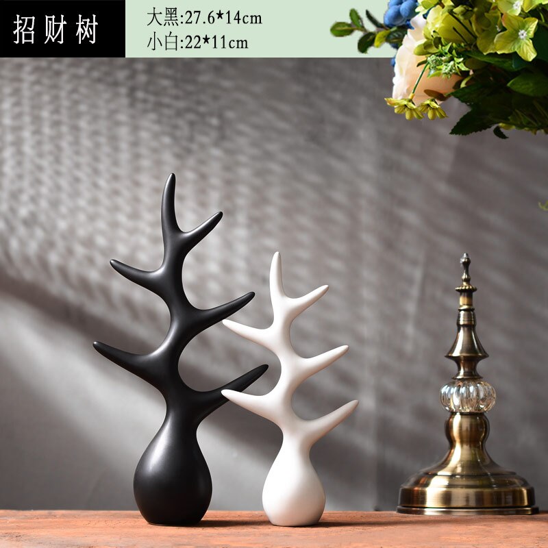 Simple Modern Ceramic Figurines Livingroom Ornament Home Furnishing Decoration Crafts Office Coffee Accessories Wedding Gift