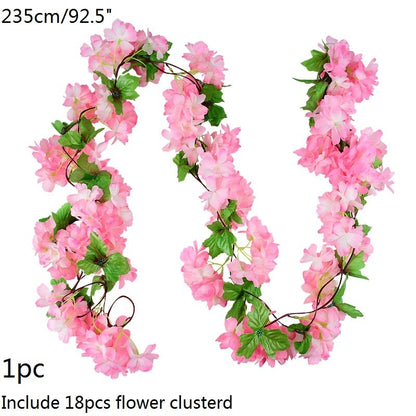 Wisteria Artificial Flower Vine Ivy Leaf Garland Silk Rose Flowers Rattan String Vine Arch Flower Home Garden Decoration