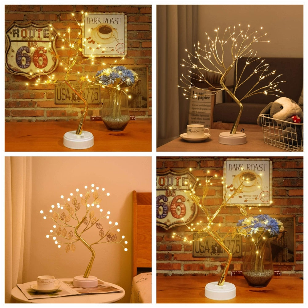 LED Night Lights Mini Tree Table Lamp Garland Fairy String Light Decoration (Multi Styles)