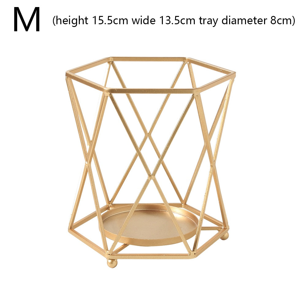 Nordic Style Wrought Iron Geometric Candle Holders Home Decoration Metal holder Crafts candlestick candelabros