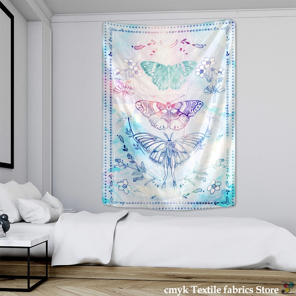 Psychedelic Butterfly Tarot Tapestry Wall Hanging Witchcraft Bohemian Hippie Tapiz Dormitory Home Decor