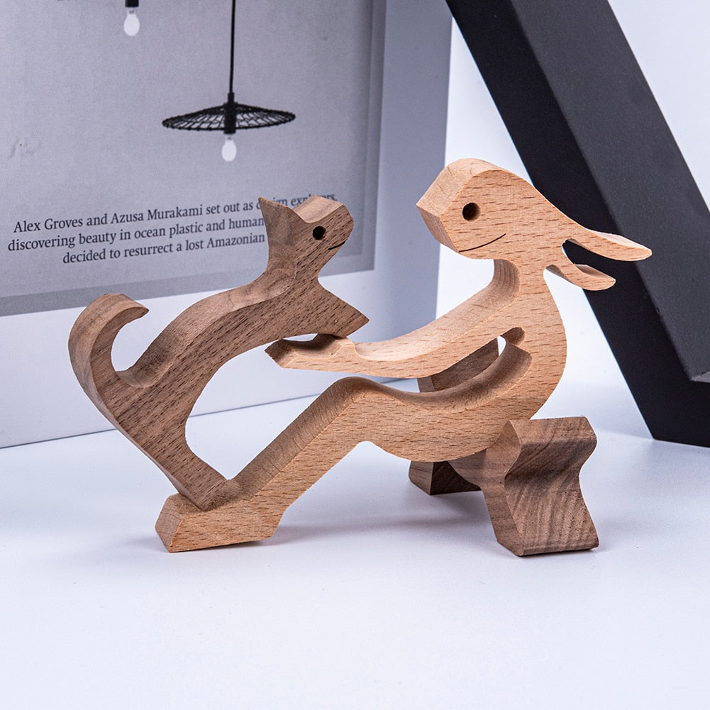 Handmade Wood Dog Decor Sculptures (Multi Styles)