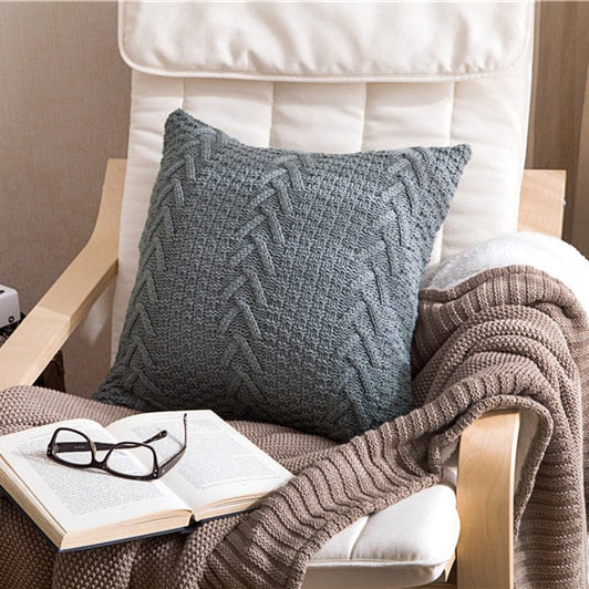 Super Soft Cushion Pillowcase Cozy Twist Delicate Knitted (Multi Colors/ Styles)