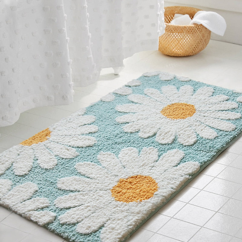 Daisy Bathroom Mat Nordic Fluffy  Absorbent Anti Slip Pad