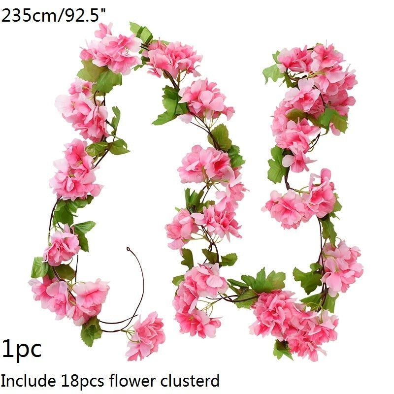 Wisteria Artificial Flower Vine Ivy Leaf Garland Silk Rose Flowers Rattan String Vine Arch Flower Home Garden Decoration