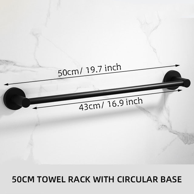 Bathroom Black Towel Rack Wall-mounted Black Toilet Space Aluminum Towel BarStorage Rail Shelf Bathroom Accessories