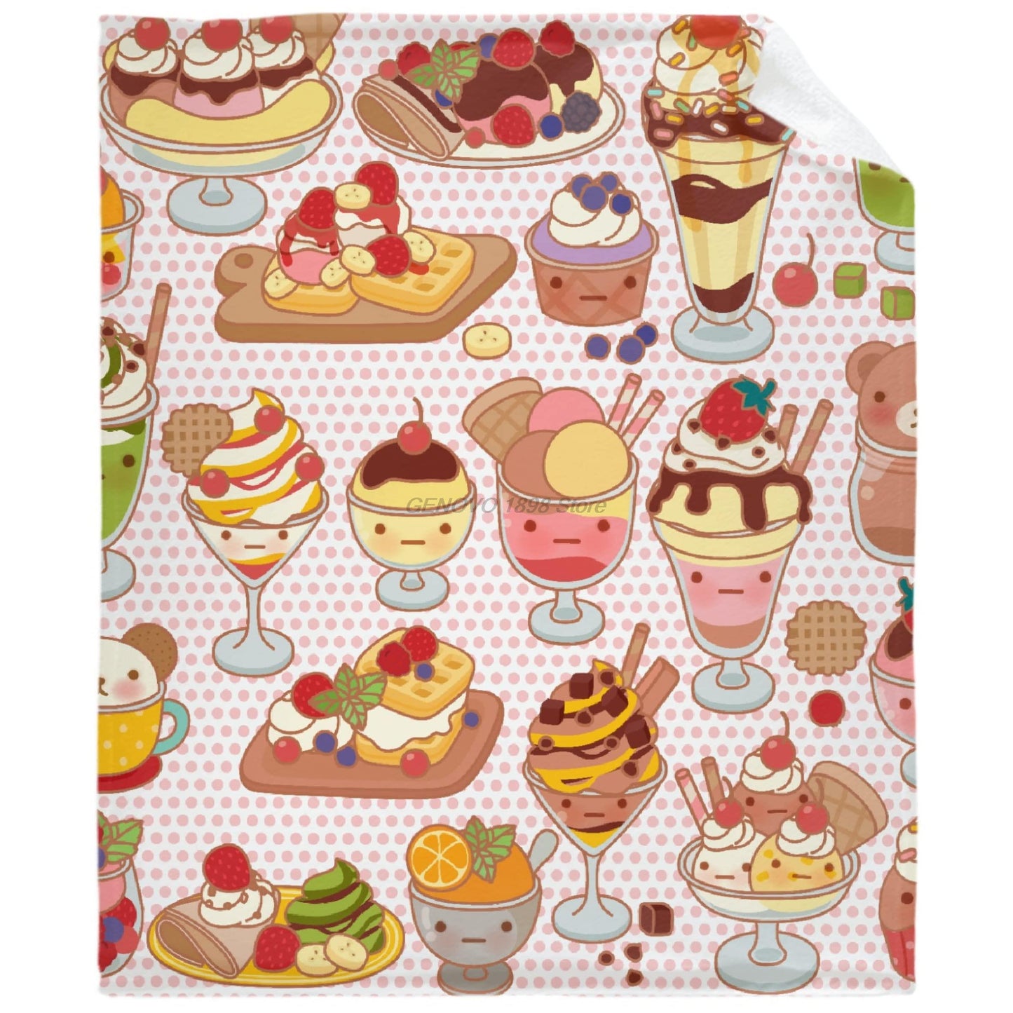 Yaoola Food Desserts Pattern Party Flannel Blanket, All Season Soft Cozy Plush throw