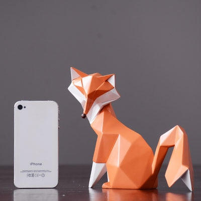 ERMAKOVA Nordic Modern Abstract Geometric Orange Fox Figurine Statue