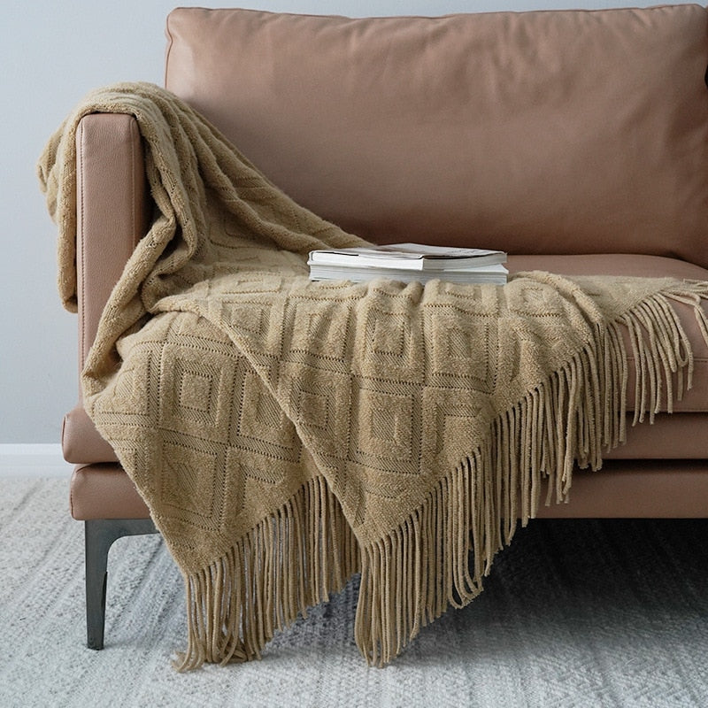 Nordic Winter Fleece Throw Tassel Blanket