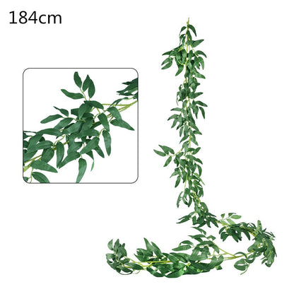 Green Eucalyptus Leaves Garland Wisteria Artificial Flowers Rattan Fake Plant Silk Leaf Vines Decor