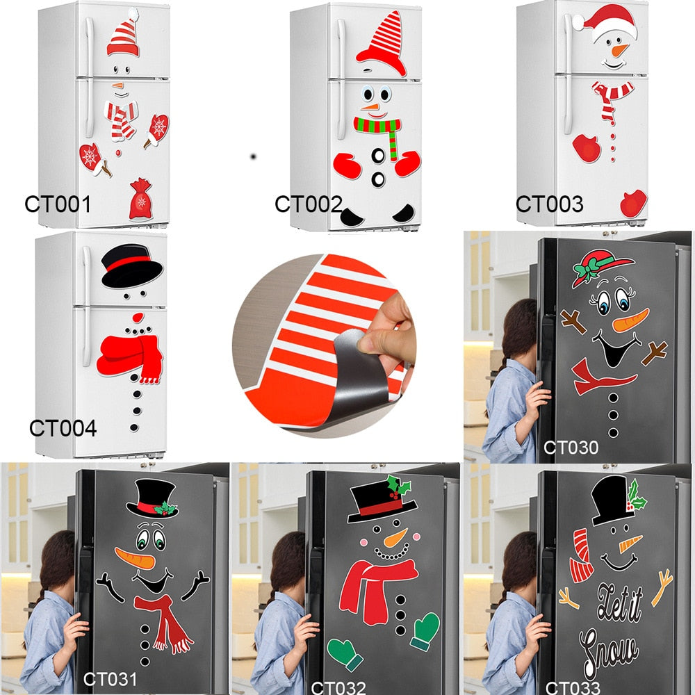 Fridge magnet Magnet fridge Sticker Fridge Christmas Snowman Face Kitchen Fridge Wall Stickers Art Cute Smiley Wall Stickers