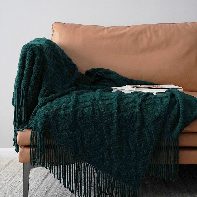 Nordic Winter Fleece Throw Tassel Blanket