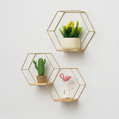 Wall Shelf Floating Shelves Wall Mounted Hexagon Storage Holder